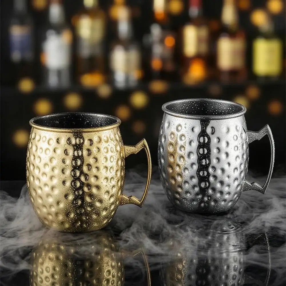 Double Wall Insulated Cup Stainless Steel Wine Glass Hammered Moscow Mule Mug with Double Wall Vacuum Insulated for Home