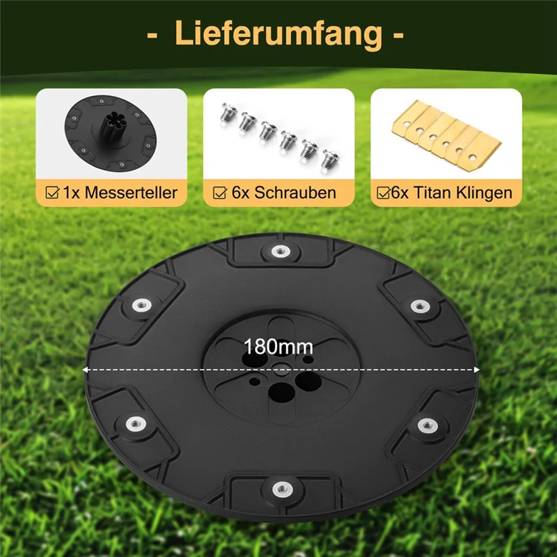 

ABUH-For Gardena Sileno Minimo 250,350 500/ Automower Aspire Knife Plate+ 6 Blades-180 Mm Diameter