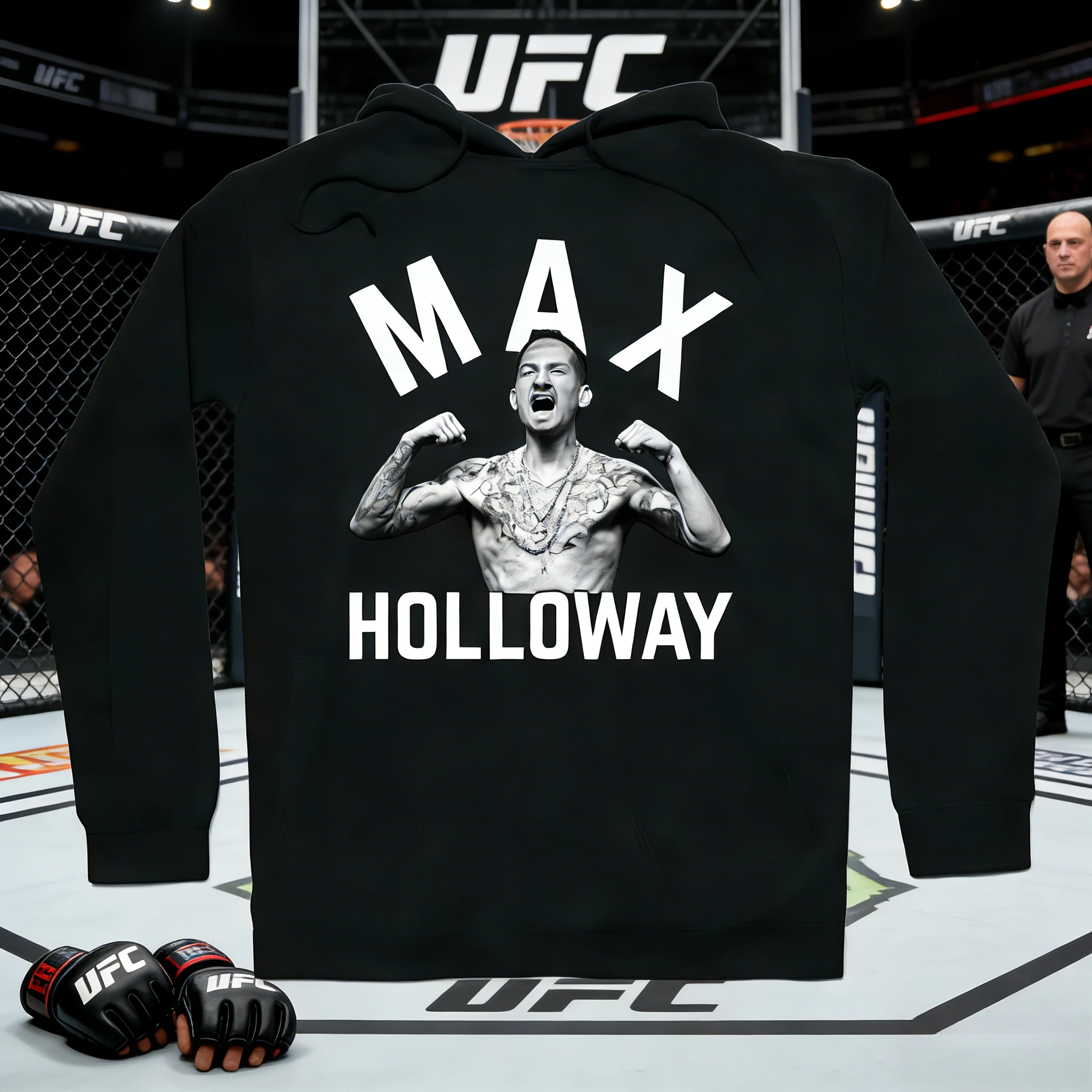 

UFC Max Holloway 2026, осень/зима, 100% хлопок, дышащая повседневная удобная спортивная одежда с капюшоном, подходит для мужчин и женщин