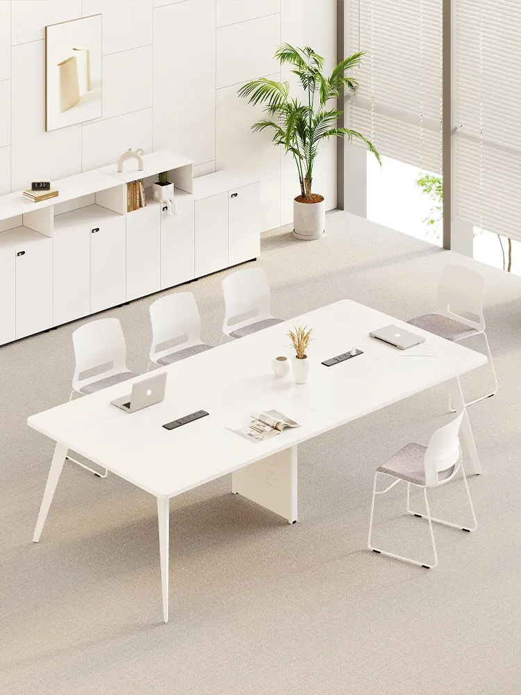 

*Conference Table Chair Combination Simple Modern Design Commercial Use 6-10 People Capacity Office Meeting Room Set Cable Box