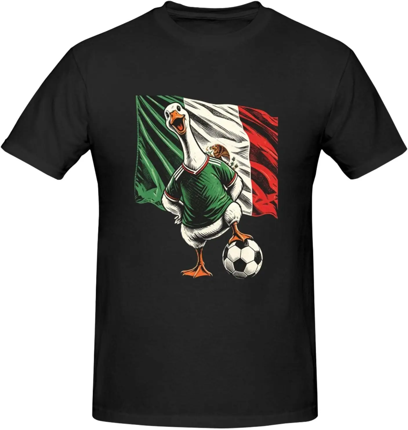 Merlinn The Duck Mexico Shirt Funny Football T-Shirt 1S9 100% Cotton Trendy Y2K Short-Sleeve Tee – Soft, Quick-Drying, &