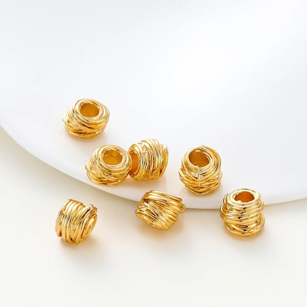 

10/30/50Pcs/Pack 14K/18K Gold Plated Brass Weaving Ball Spacer Beads For DIY Bracelet Necklace Jewelry Making Accessories