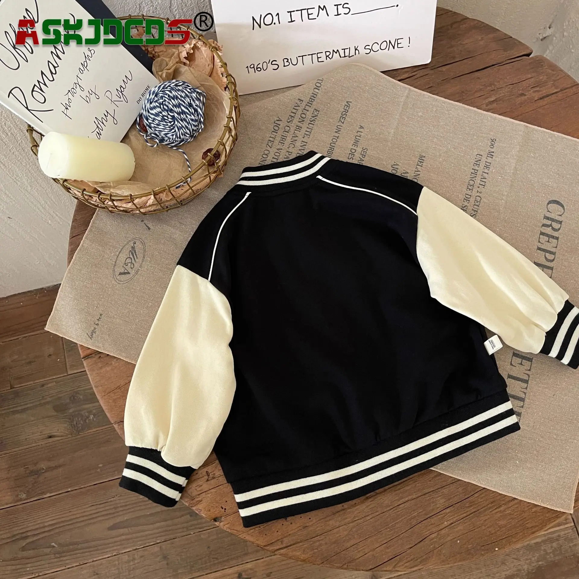 

Kids Baby Boys Color Blocking Flocking Letter Top Coat - 2023 Autumn Collection Singlebreasted Baseball Uniform, Full Sleeve