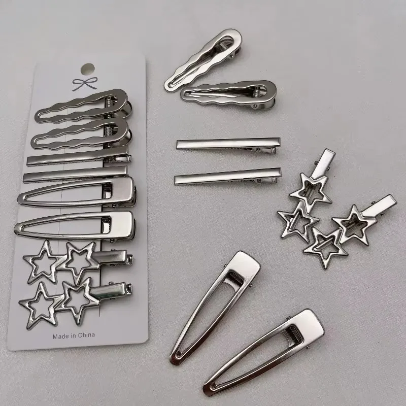Silberne Metall-Y2K-Entenschnabel-Haarspange für Damen, Pony-Seitenclip, Haarschmuck, Haarspangen, Styling-Accessoires für Mädchen, Alltagsgebrauch – Detail 3