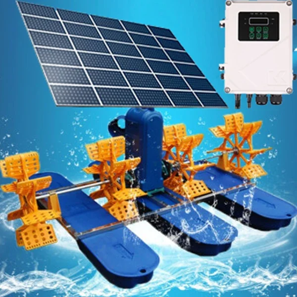 AC DC Hybrid 6Impeller Solar Power Paddle Wheel Aerator Solar Oxygenation Water Pump For Fish Pond System