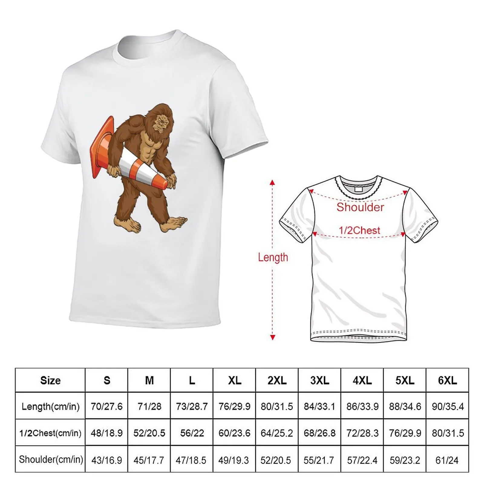 Bigfoot Traffic Cone - Funny Road Workers T-Shirt funny t shirts cotton cotton t shirts high quality T-Shirt
