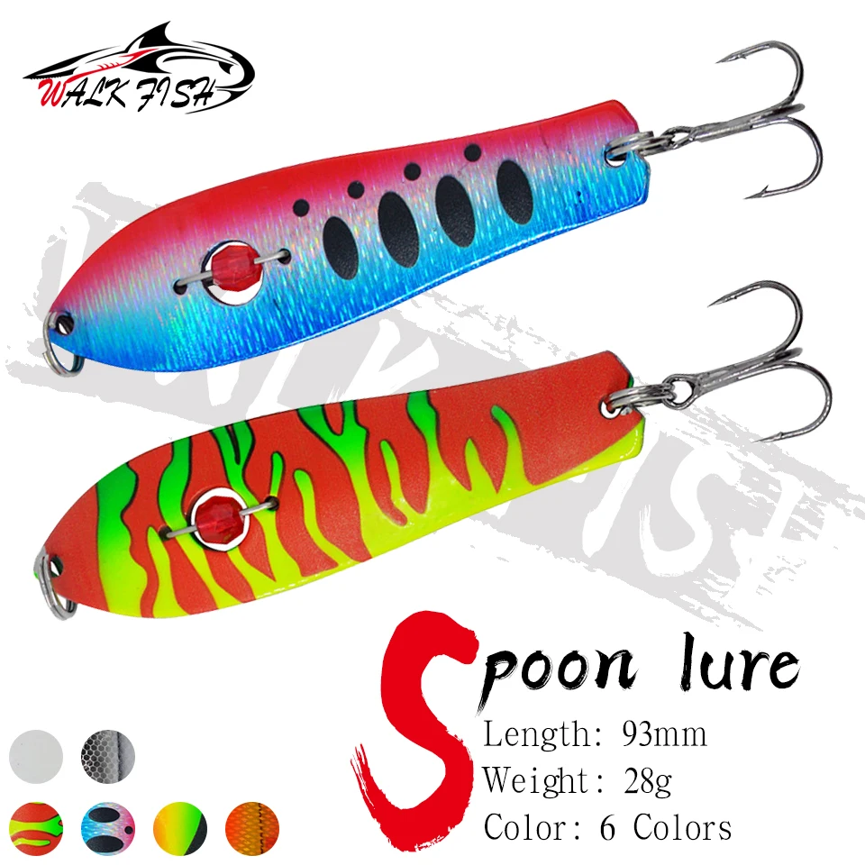 WALK FISH 1Pcs Metal Fishing Lure Spinners Spoon Hard Bait Trolling 93mm 28g Brass Spinner Pike Perch Freshwater Fishing Lures