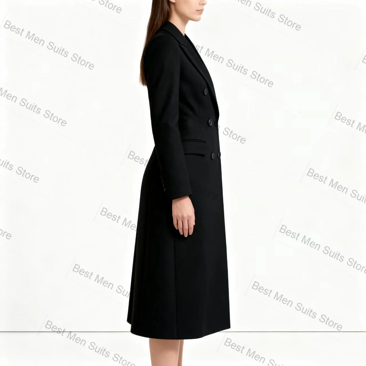 Costume noir pour femmes, 1 pièce, Blazer Long, robe de bal, automne printemps, veste de bureau formelle en coton, manteau d'invité de smoking de mariage personnalisé