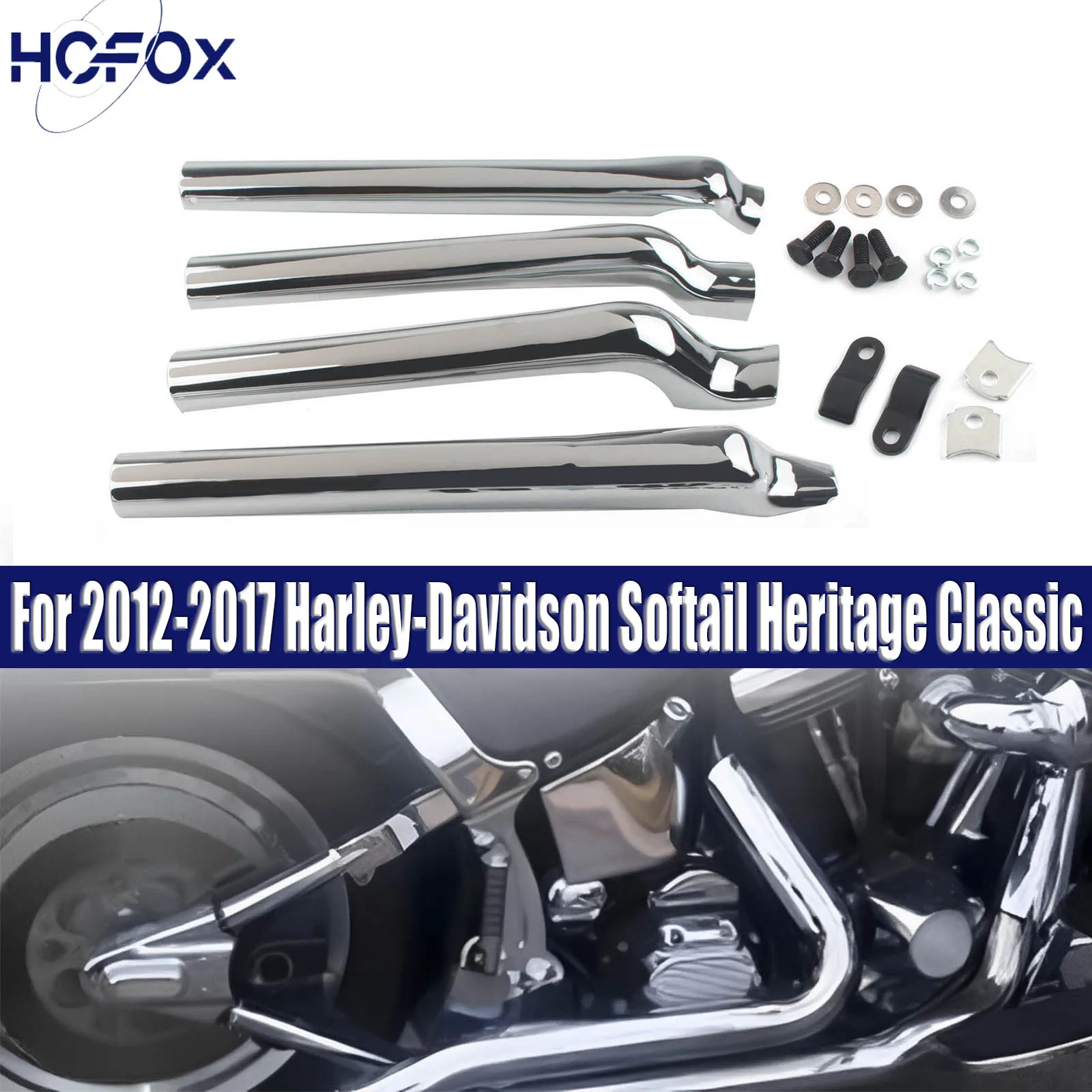 

Black/Chrome Motorcycle Rear Swingarm Tube Covers For Harley-Davidson Softail Heritage Classic EFI FXSTC Swingarm Tube Covers
