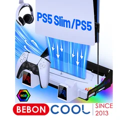 For PS5 Slim Cooling Stand Dual Controller Charging Station for Playstation 5 Console Wall Mount Cooling Station PS5 Charger