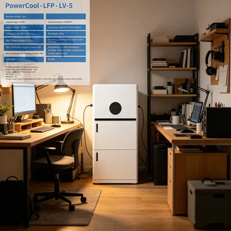 Home Solar Energy Storage 5kWh LiFePO4 Lithium Battery for PV System Backup Power Custom