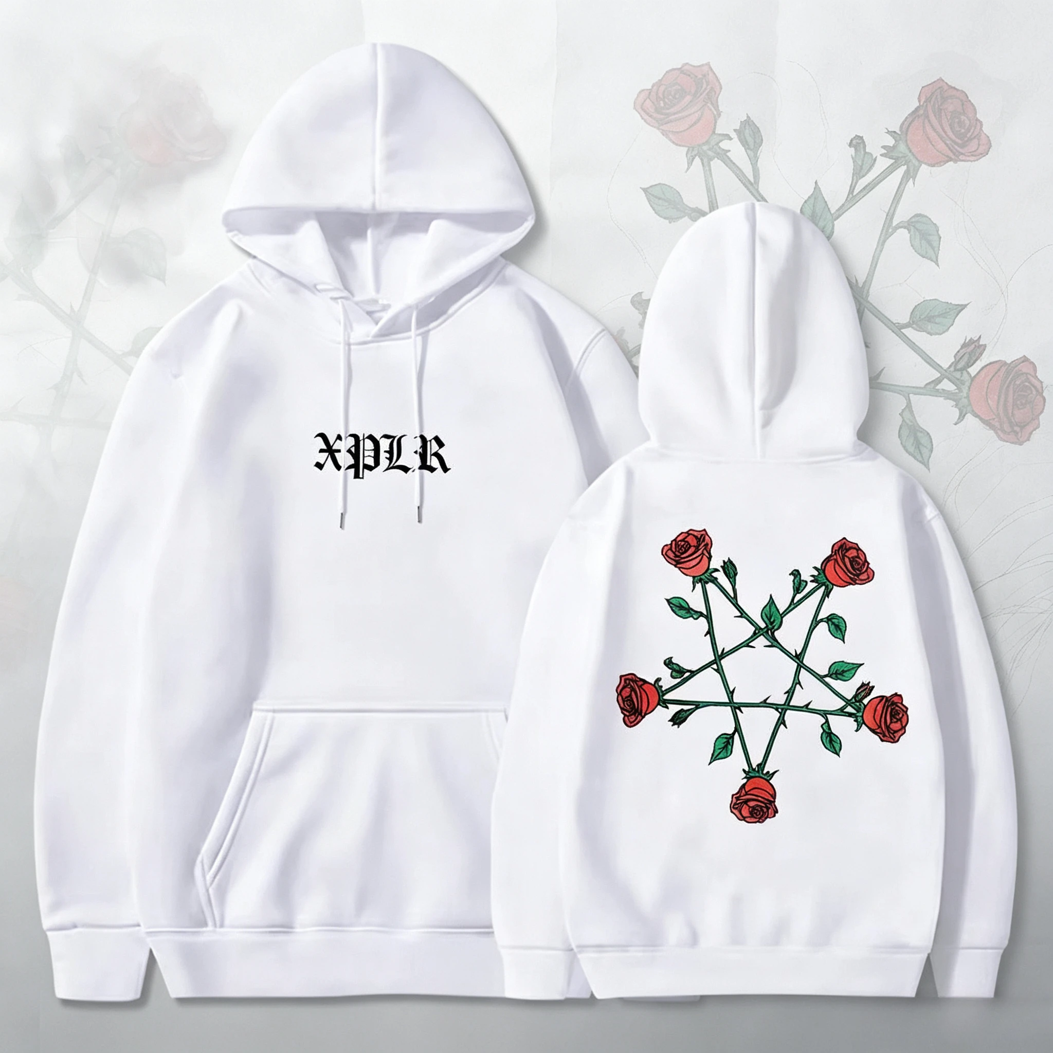 2024 XPLR Sam And Colby Pentagram Roses Hoodie 2024 Couples Merch Long Sleeve Streetwear Women Men Hooded Sweatshirt Fashion Clo