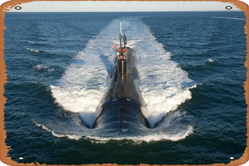 Wall Decor Metal Sign - submarine, USS North Dakota, SSN-784, Virginia-class, U.S. Navy Vintage Metal Sign Vintage Look Fam sign