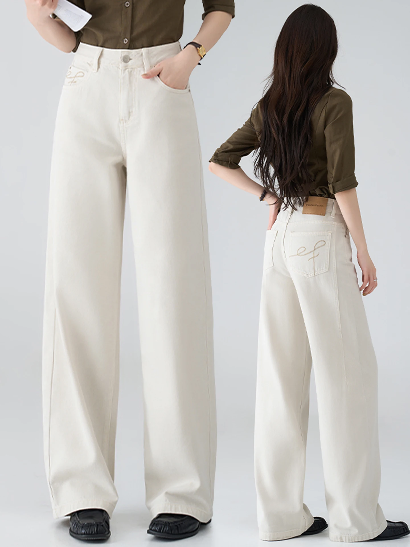 

Джинсы с высокой талией, утягивающие, узкого кроя, с широкими штанинами, женские, повседневный стиль, мечтательный желтый цвет, из смесового хлопка, деним, весна-осень, новинка