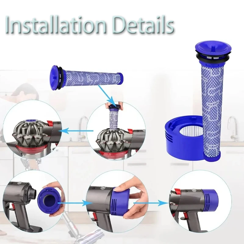 مناسبة لملحقات المكنسة الكهربائية الروبوتية دايسون V8/V7: فلتر HEPA. مرشحات دايسون V7/V8 الأمامية والخلفية #2