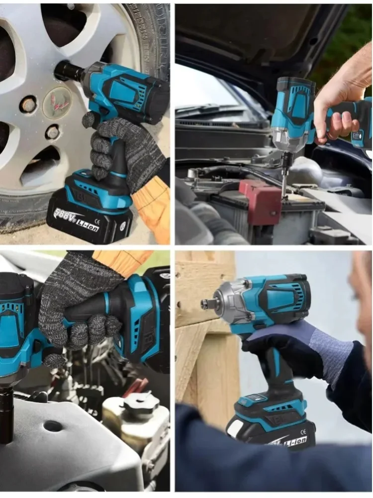 1200 Nm Hochdrehmoment Bürstenloser Akku-Schlagschrauber, 1/2 Zoll Elektrischer Schlagschrauber, Kompatibel mit Makita 18V Lithium-Akku