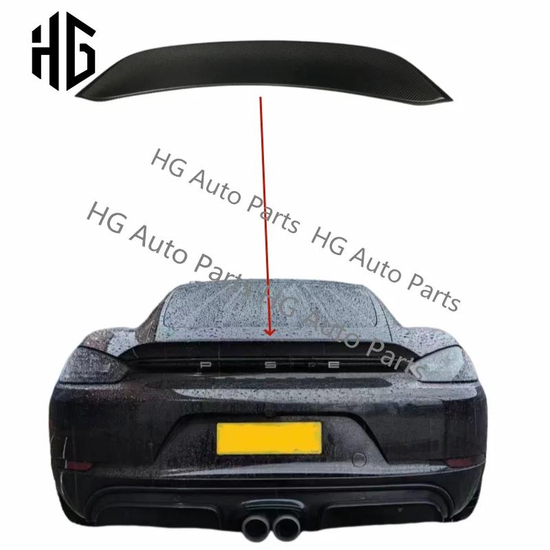 

Car Styling Real Carbon Fiber Rear Spoiler Tail Wings For Porsche Cayman Boxster 718 Car Spoiler External Decoration Accessories