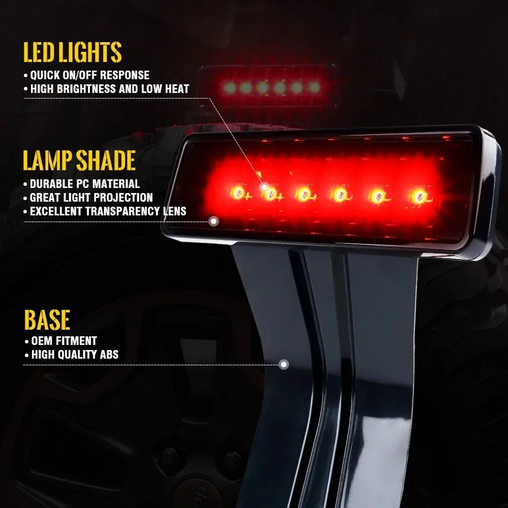 For Jeep Wrangler JK 2007-2018 for Rubicon LED Third Brake Lights, Truck Spare Tire Brake Light High Brightness IP67 Waterproof detail image 2