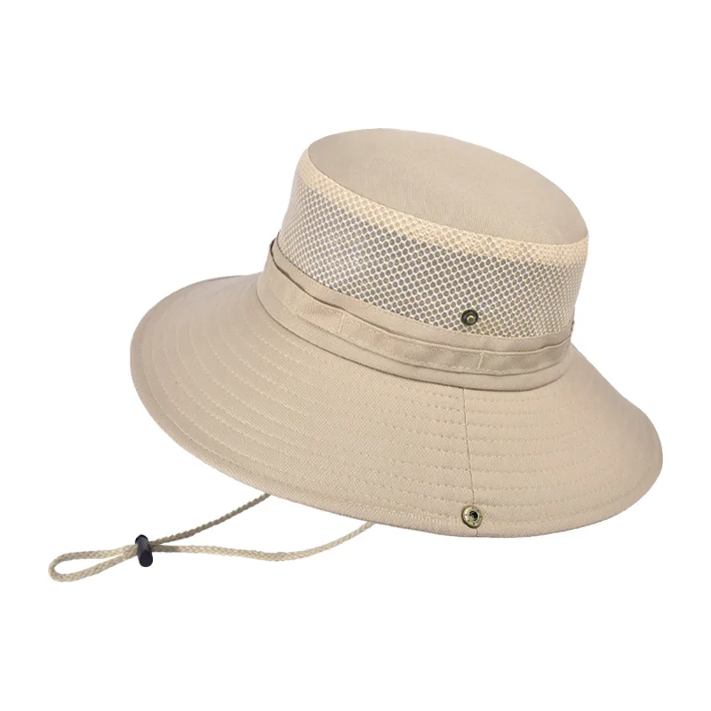 

Summer UV Protection Sun Hats Men's Breathable Bucket Hat Anti UV Boonie Cap Male Outdoor Wide Brim Hiking Fishing Cycling Hat