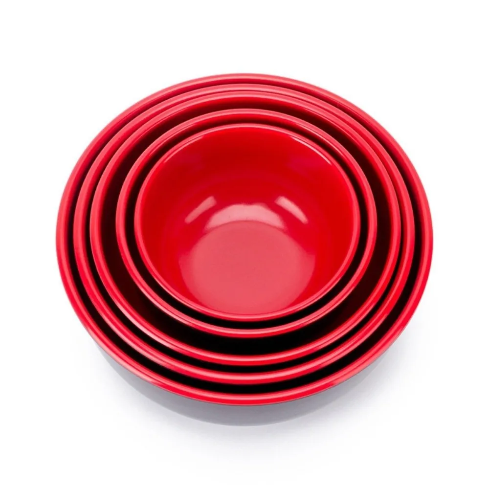 Black Red Melamine Bowls Imitation Porcelain Japanese Style Food Containers Anti-Fall Design Unbreakable Salad Bowls Dishware