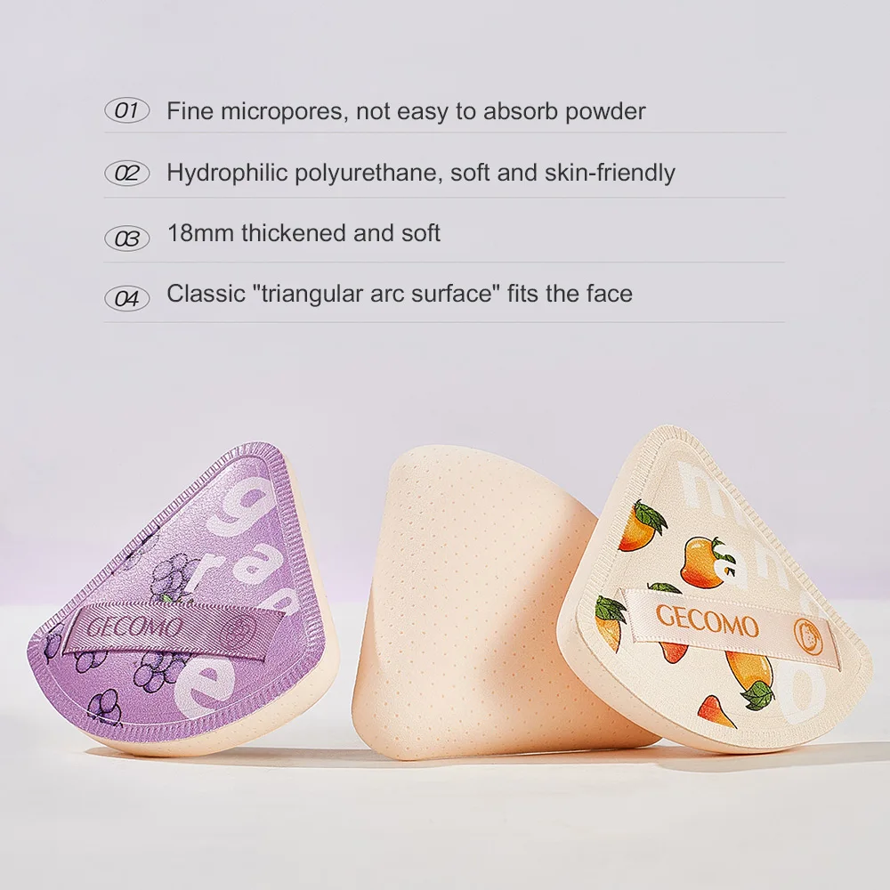 Bouffée de poudre de raisin charnue triangulaire, sèche et humide, double usage, coussin d'air doux pour la peau, cosmétique, éponge de fond de teint