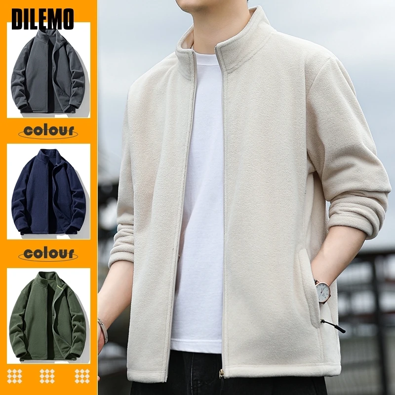 

Top Grade Fleece Jacket New Brand Casual Fashion Stand Collar Men Sports Streetwear Autumn Sweatshirts Warm Windbreaker Coats