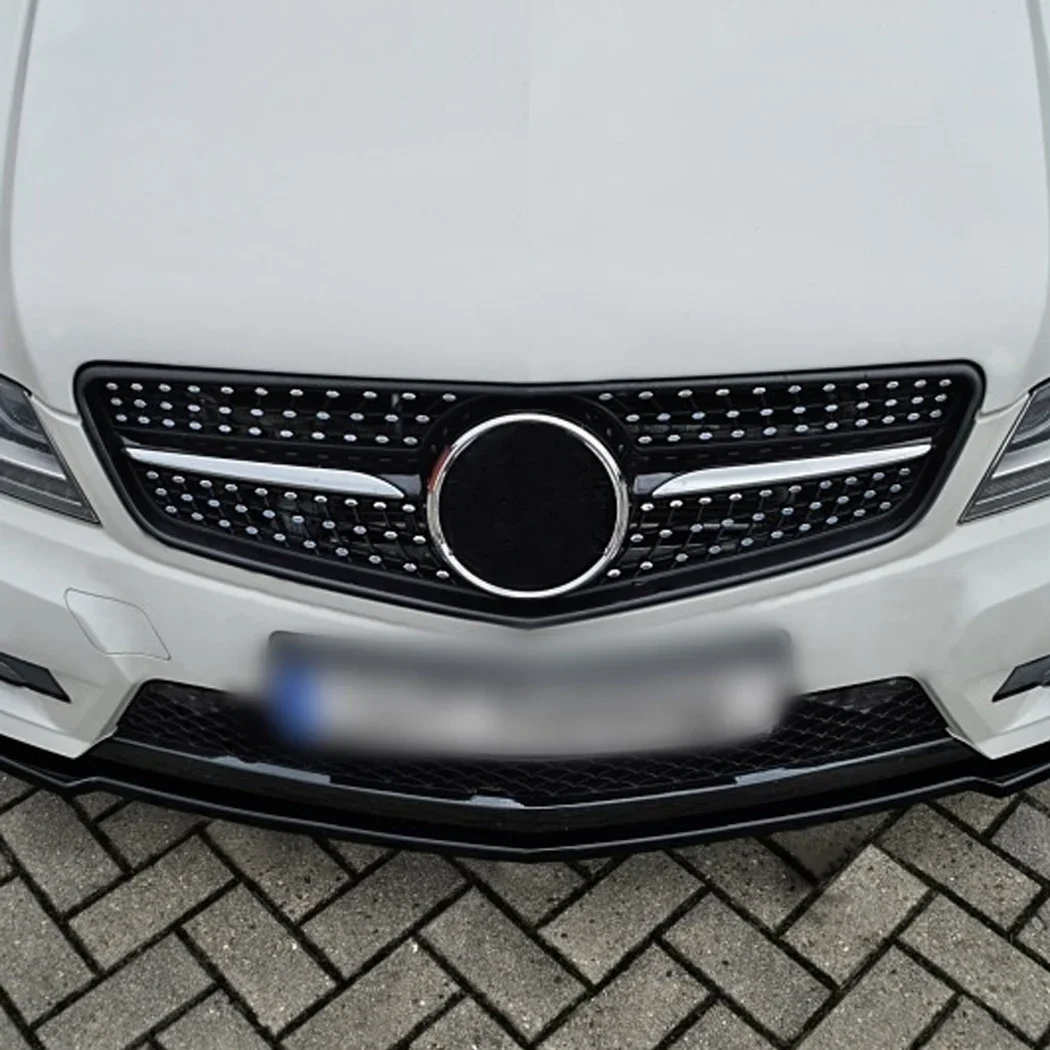 Front Spoiler Lip For Mercedes-Benz C Class W204 S204 Facelift 2011-2014 AMG Line Sport Gloss Black/Carbon Look ABS Plastic