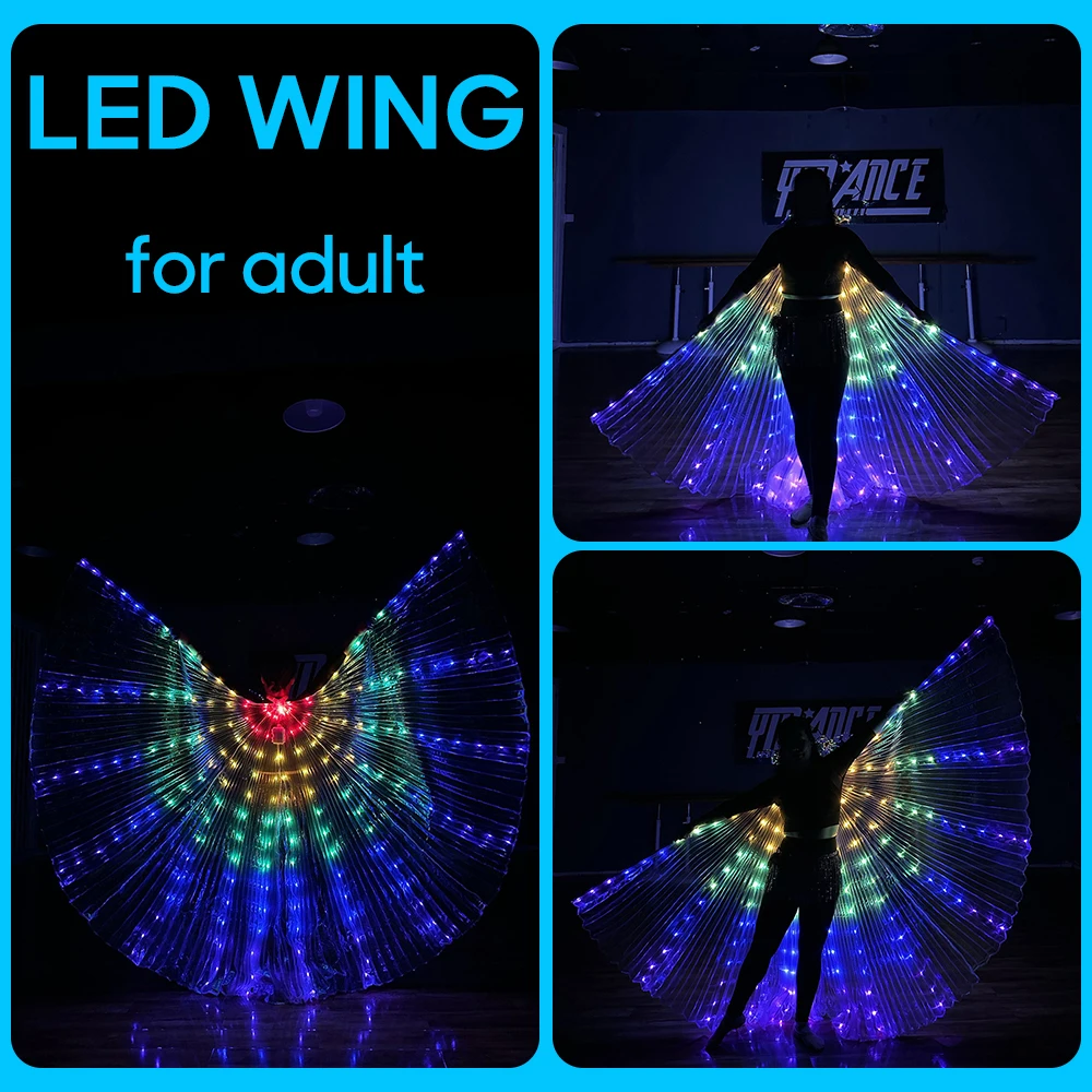 LED Belly Dance Wings Performance Props with 300 Light Lamps Adult Women Dance Outfits Accessory for Stage Performance Costume