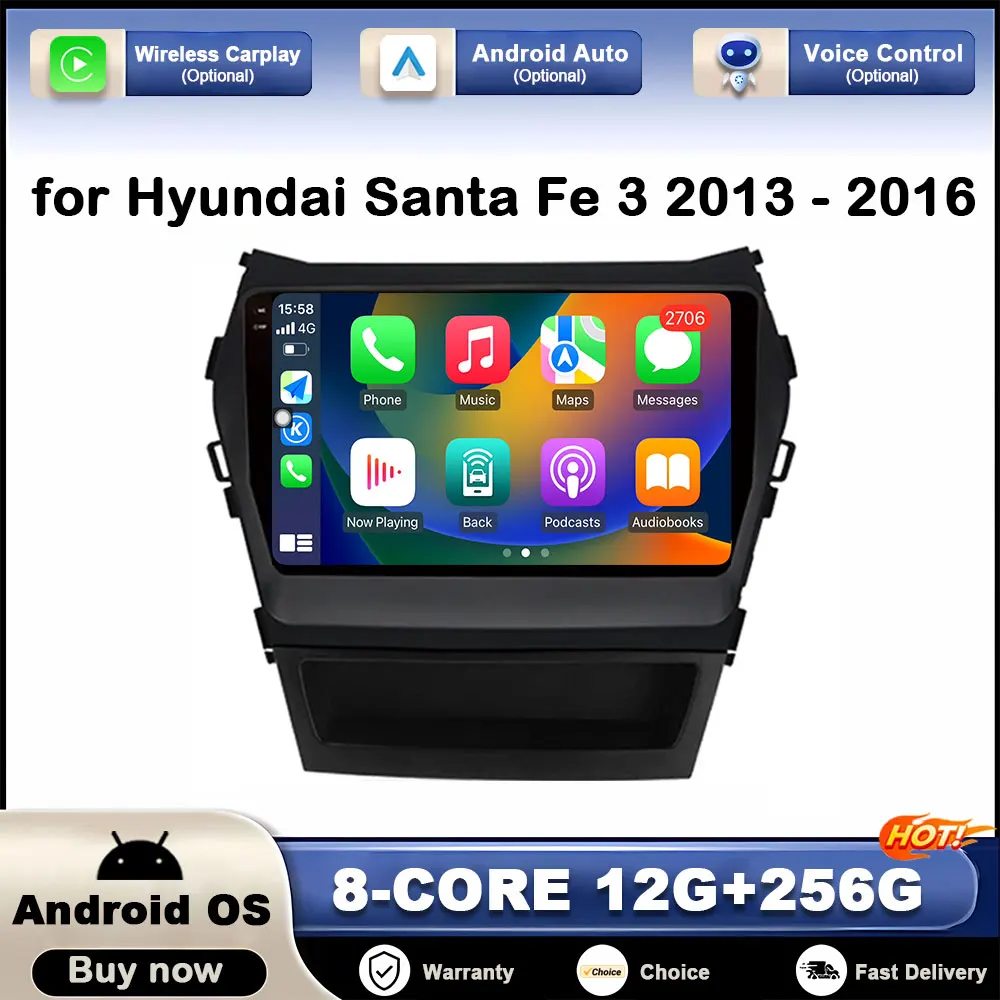 

9 inch for Hyundai Santa Fe 3 2013 - 2016 Car Radio Mulltmedia Player WiFi+4G Auto Tools BT DSP Stereo GPS Navigation Autoradio