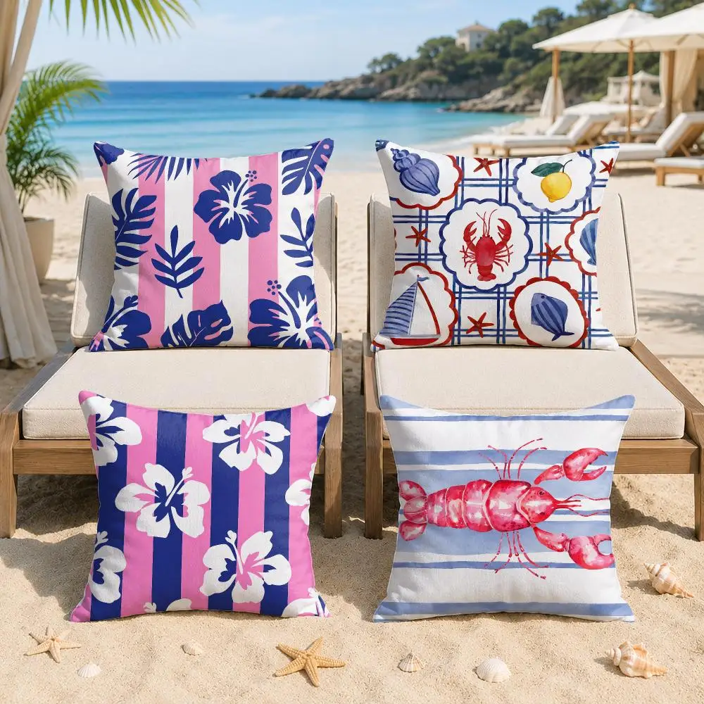 Pink Coastal Abstract Cushion Cover Silky Short Plush Invisible Zipper Dustproof Sofa Pillow Case For Home Decor