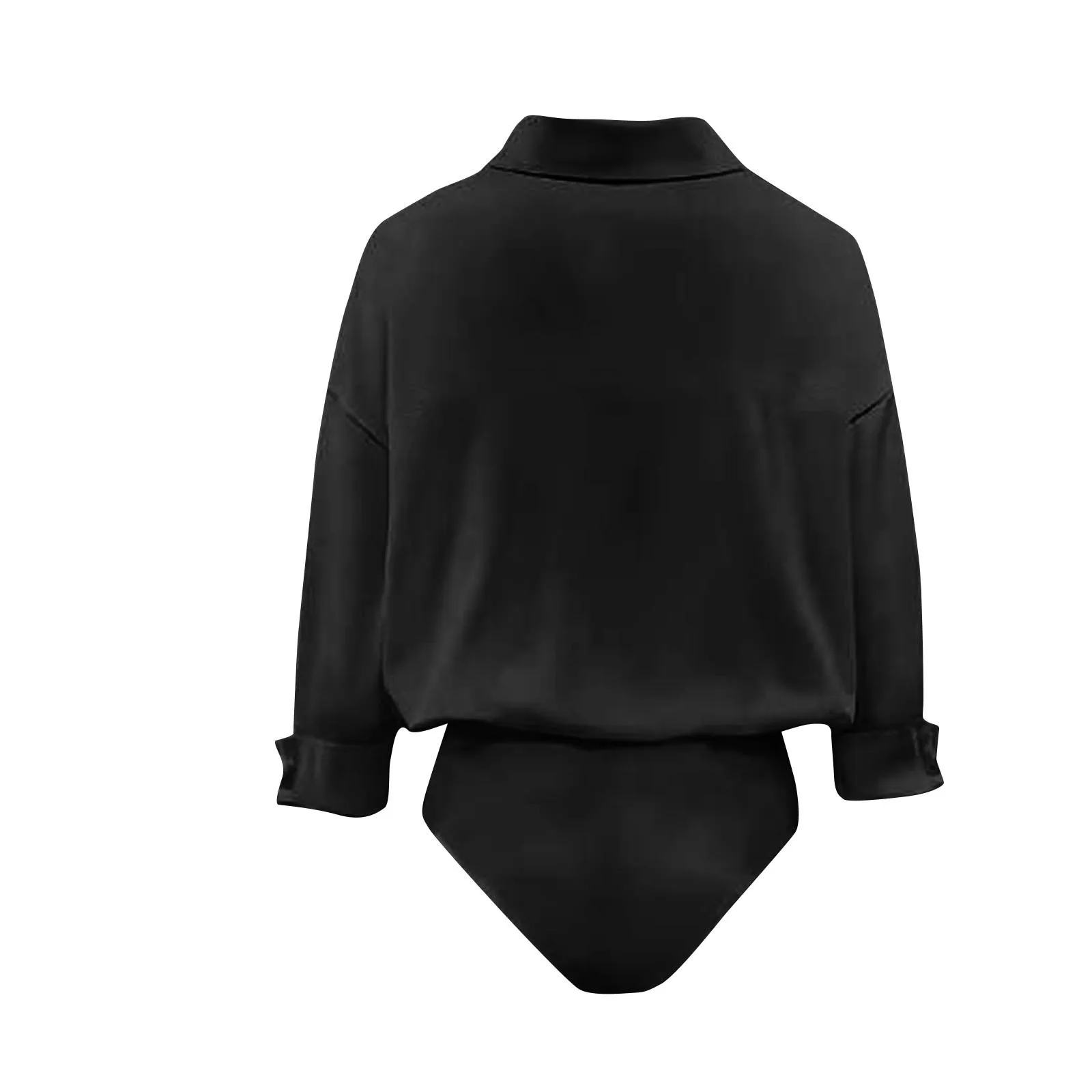 Damen Satin-Hemdbluse mit Oversized-Reverskragen, Knopfleiste, Langen Ärmeln, Seidiger Bluse-Body, Elegantes Büro-Outfit, Jumpsuit-Oberteil – Detail 5