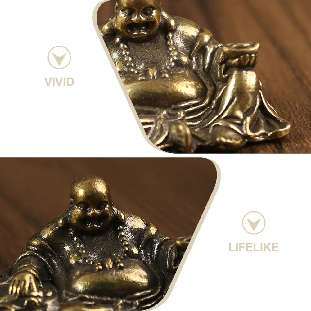 Brass Smiling Buddha Statue Retro Exquisite Miniature Desk Buddha Decoration Creative Home Zen Brass Craft Sculpture Ornament - view 4