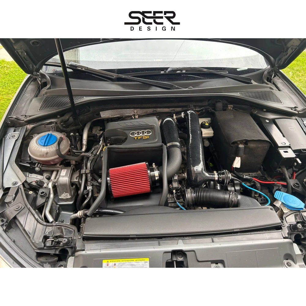 

Cold Air Intake System Kit + Heat Shield Red Filter For Golf MK7 TSI TFSI Seat Performance Tuning Car Parts