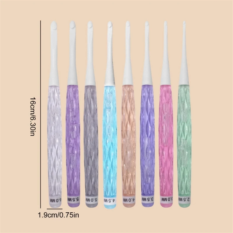 8 pezzi uncinetto per principianti 2,5 mm-6,0 mm uncinetto ergonomico manico lungo uncinetto per progetto uncinetto