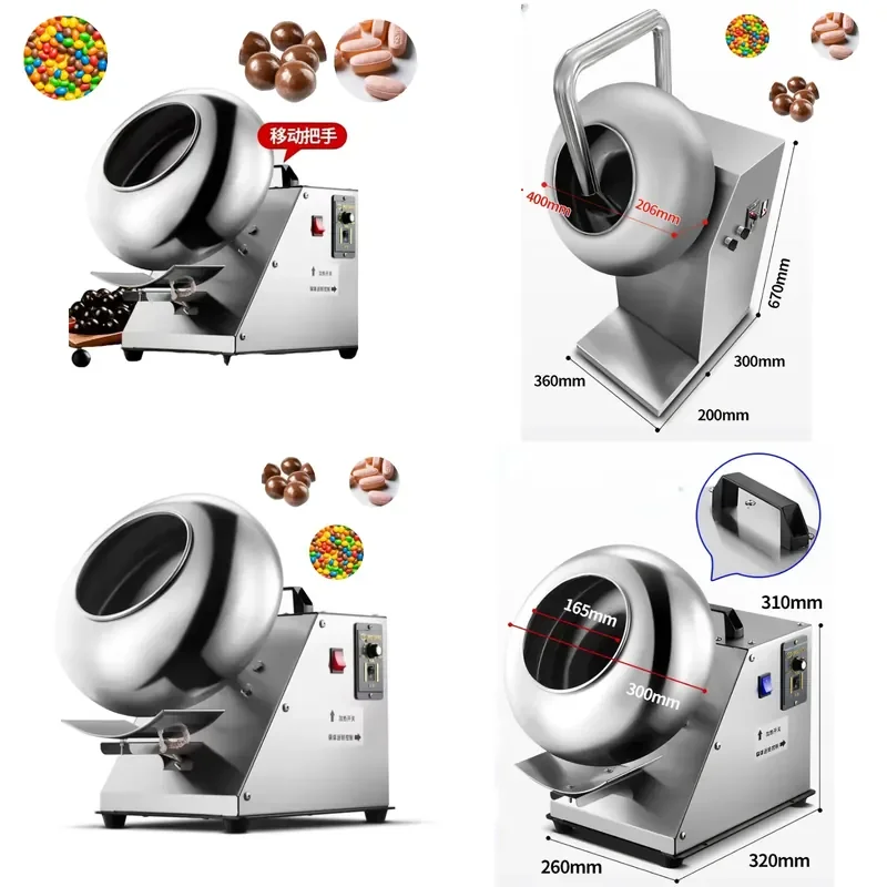 Mini Chocolate Coater for Nuts and Beans Automatic Enrobing Machine Small Batch Candy Coating Equipment for Snack Making
