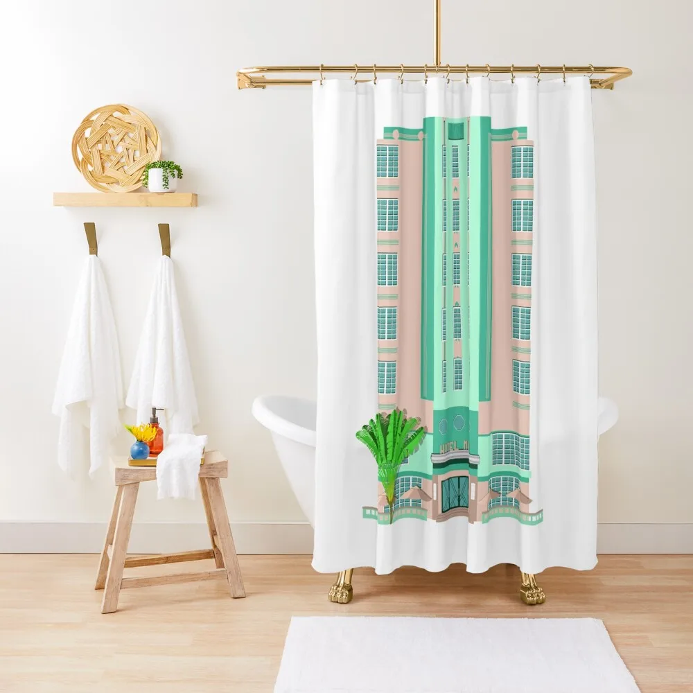 

Miami Art Deco Hotel Shower Curtain Transparent Bathroom Shower Shower Bathroom Bathroom For Curtain