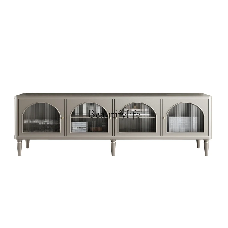 

American light luxury champagne solid wood TV cabinet modern simple living room storage living room decorative cabinet