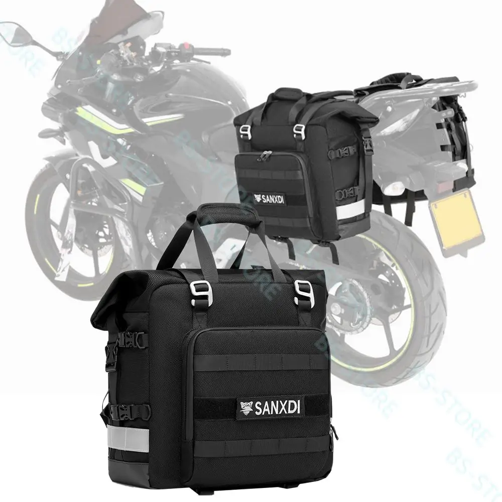 

1/2 Motorcycle Accessories Frame Crash Bars Bag SaddleBag 20L Universal Side Rear Seat Bag Pack Travel Motorbike Luggage Storage