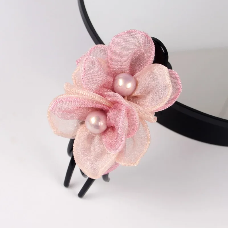 Fashion Silk Flower Hairpin Hair Accessories For Women Vintage Elegant Acrylic Duckbill Clip Headwear Mom Jewelry Holiday Gift