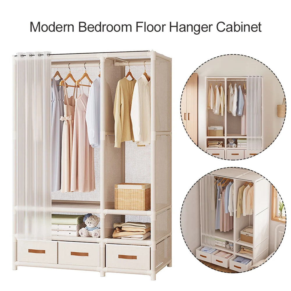 Household Floor Clothes Hanger Storage Clothes Rack Simple Assembly Large Capacity Bedroom Clothing Coat Rack Storage Shelf