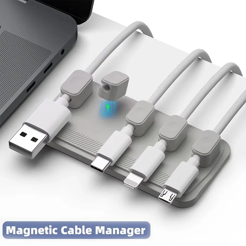 Silicone Magnetic Mouse Cable Wire Organizer Desktop Cable Clip Protector Cord Winder Fixed USB Charging Line Plug Magnet Holder