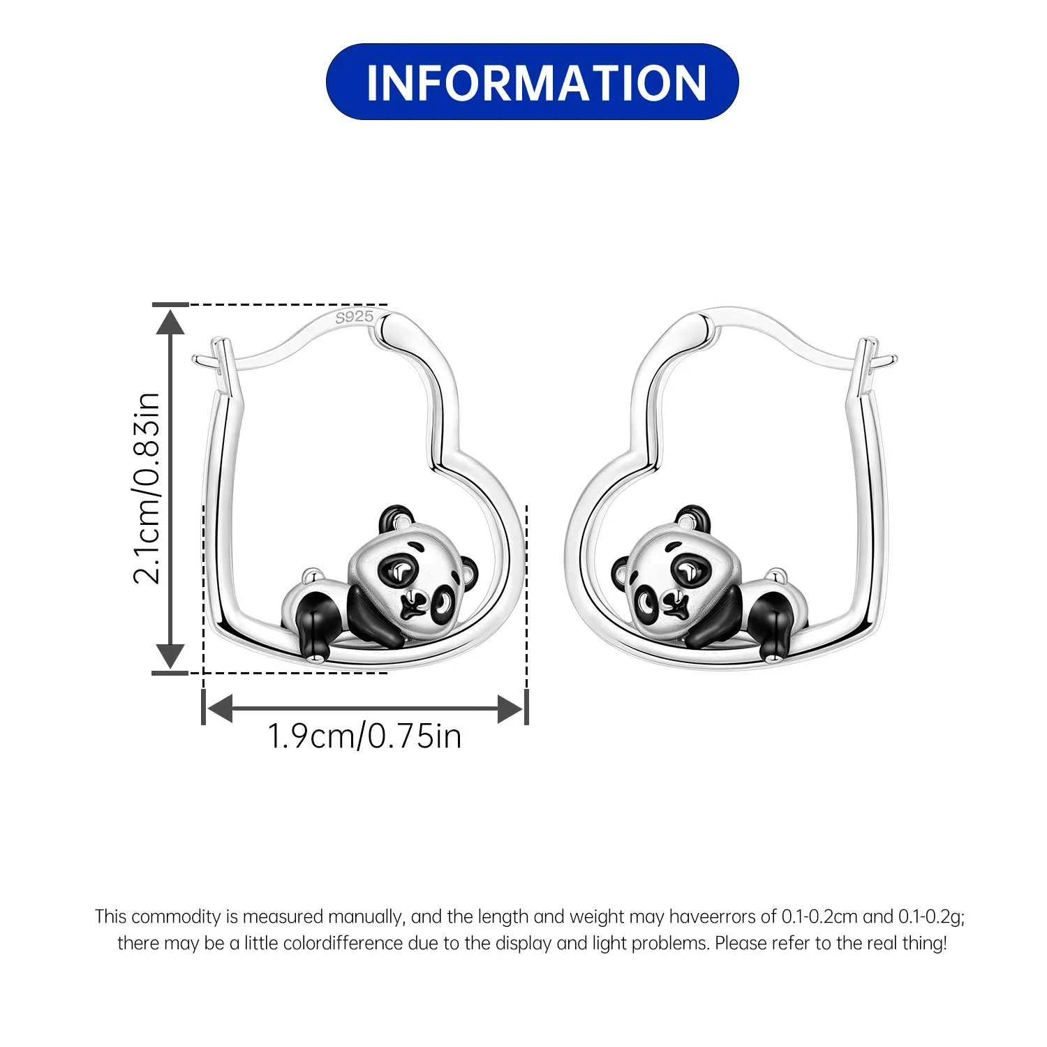CYCUFF Original 925 Sterling Silver Panda Koala Animals Earrings Women Hoop Earring Anniversary Jewelry Trendy Gifts view 6