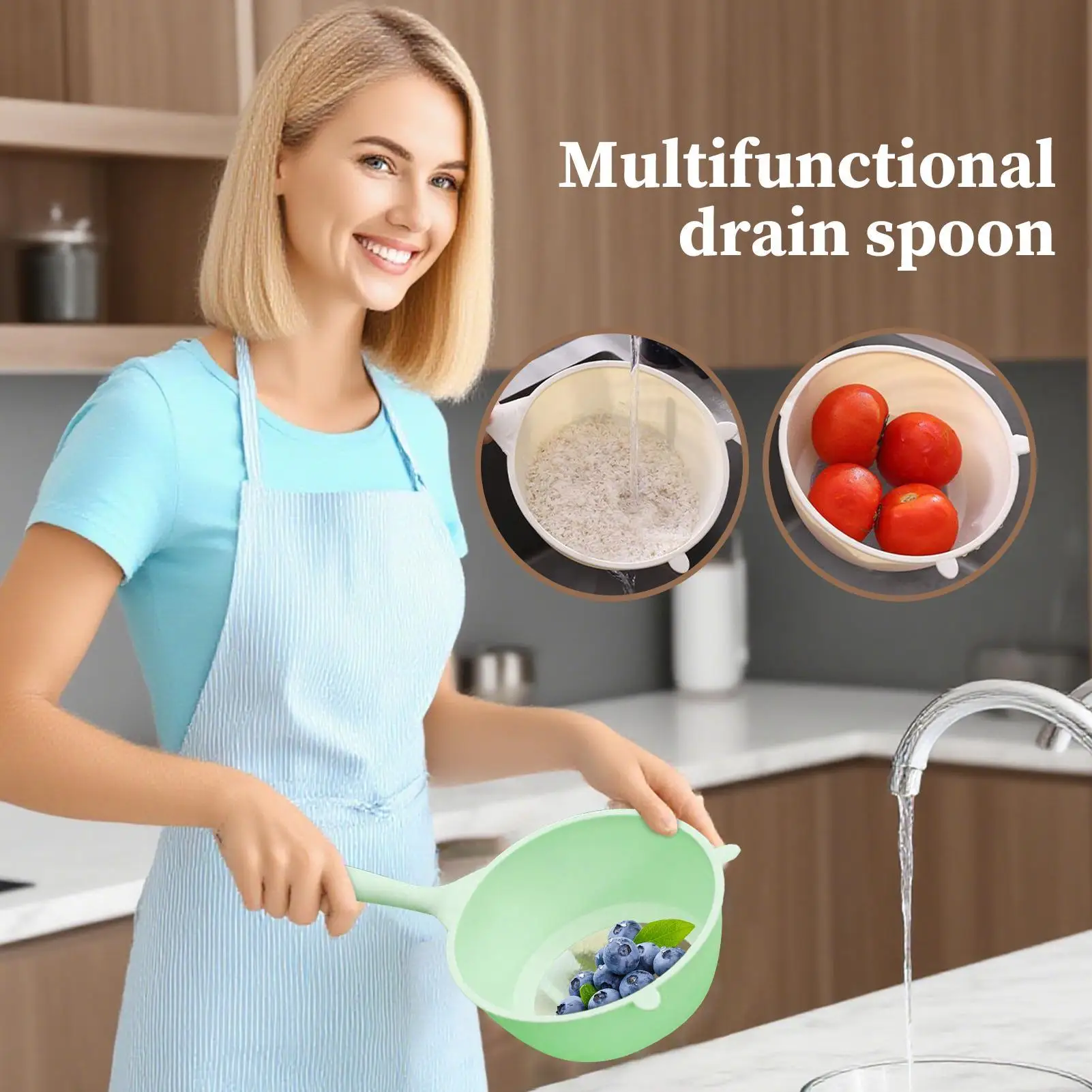 Rice Strainer Sink Water Filter Kitchen Drainer Basket Plastic Washing Colander Strainer Handle Fruit Draining Bowl Vegetables