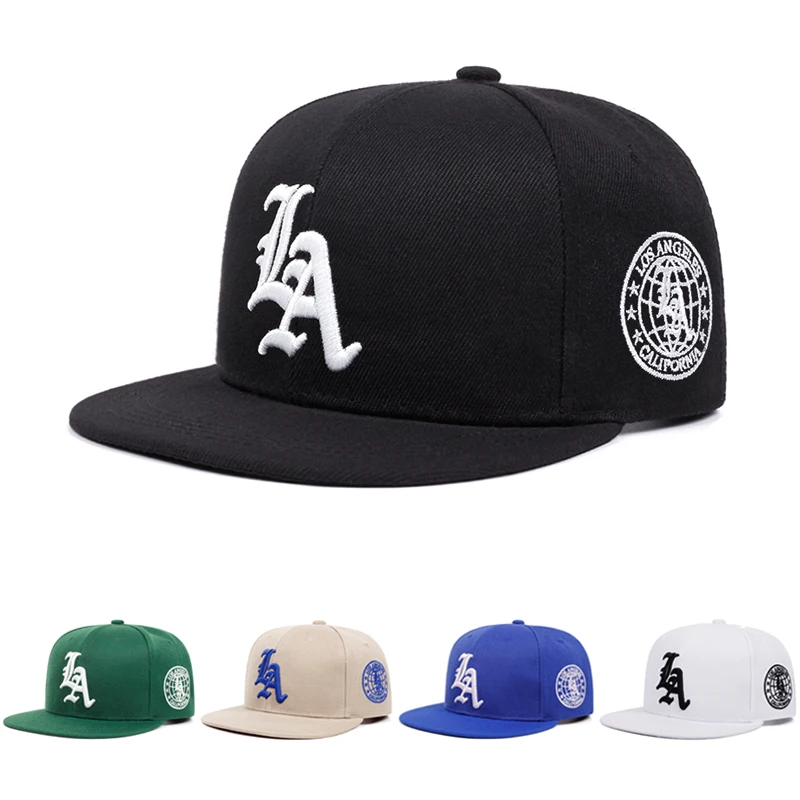 

2025 New Los Ange Earth Letter Embroidered Cotton Flat Edge Hat Women Simple Baseball Hat Sunshade Hat Men's Outdoor HipHop Hat