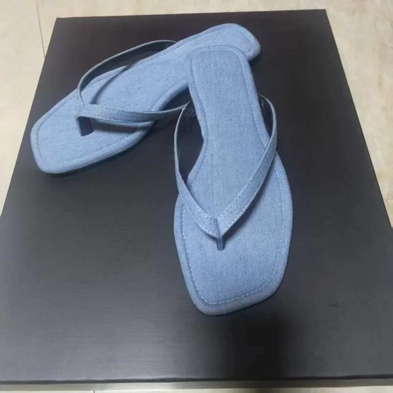 

Корейские джинсовые синие шлепанцы, женские универсальные и модные уличные тапочки, новинка 2025 года, сандалии