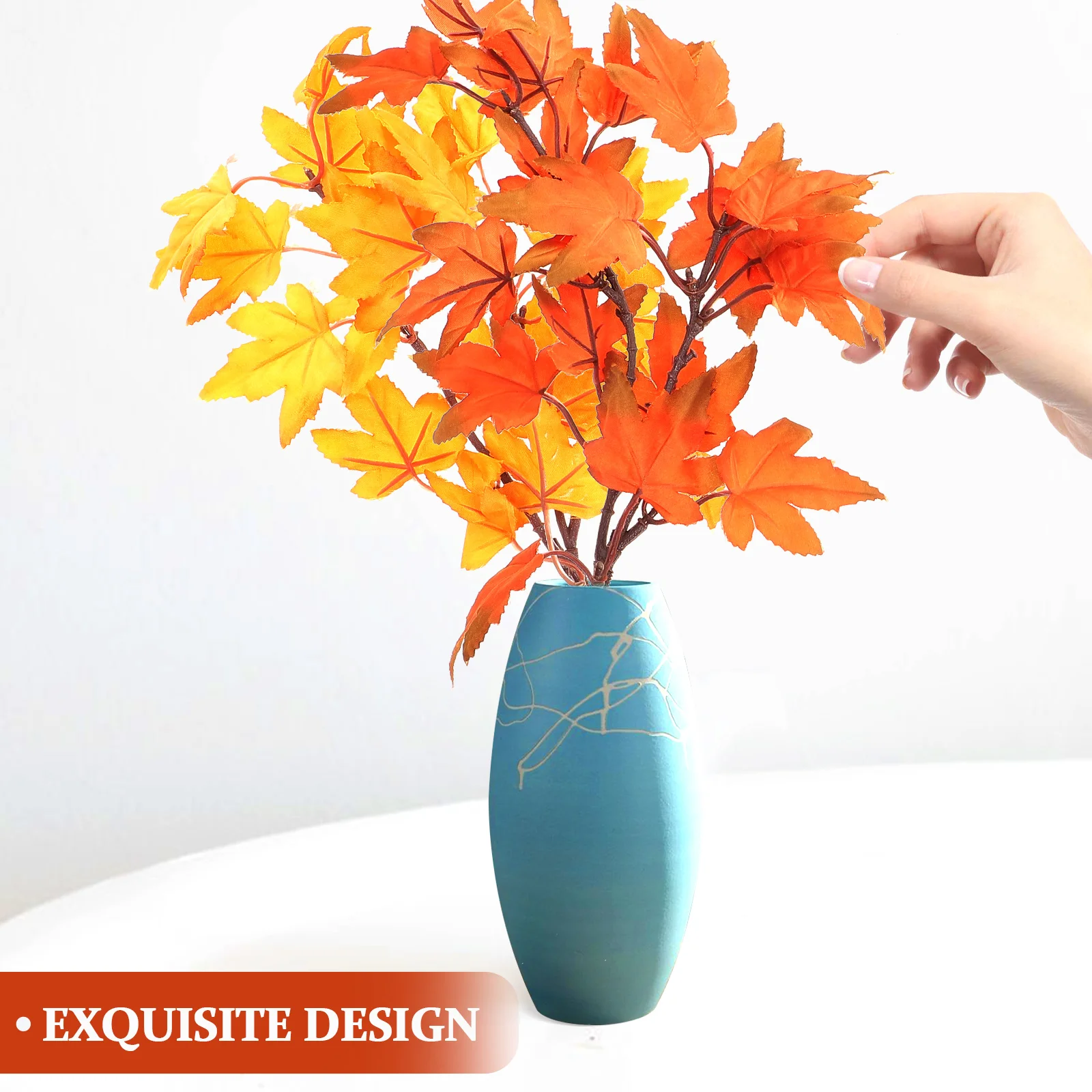 

4Pcs Artificial Maple Leaf Pick Realistic Fall Branch Vase Filling Ornament Thanksgiving Home Decor Rustic Farmhouse Floral