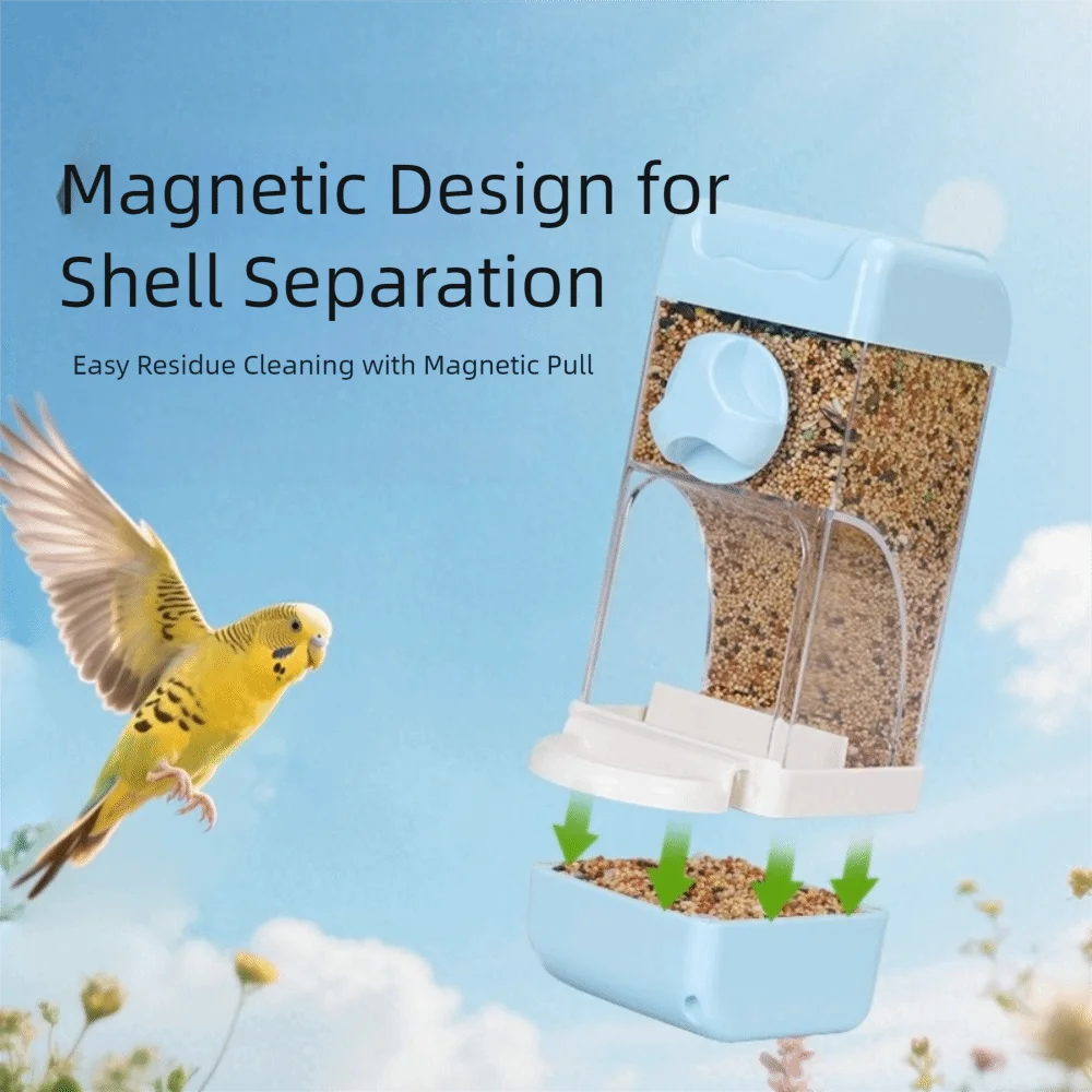 

Large Capacity Automatic Bird Feeder Anti-Spill Husk Separation Bird Cage Feeder Durable with Magnetic Drawer