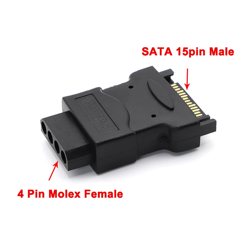 1Pcs 15 pin SATA Male to 4 Pin Molex PC IDE Female Power Support Plug Adapter Power Hard Drive Converter Adapter black or white