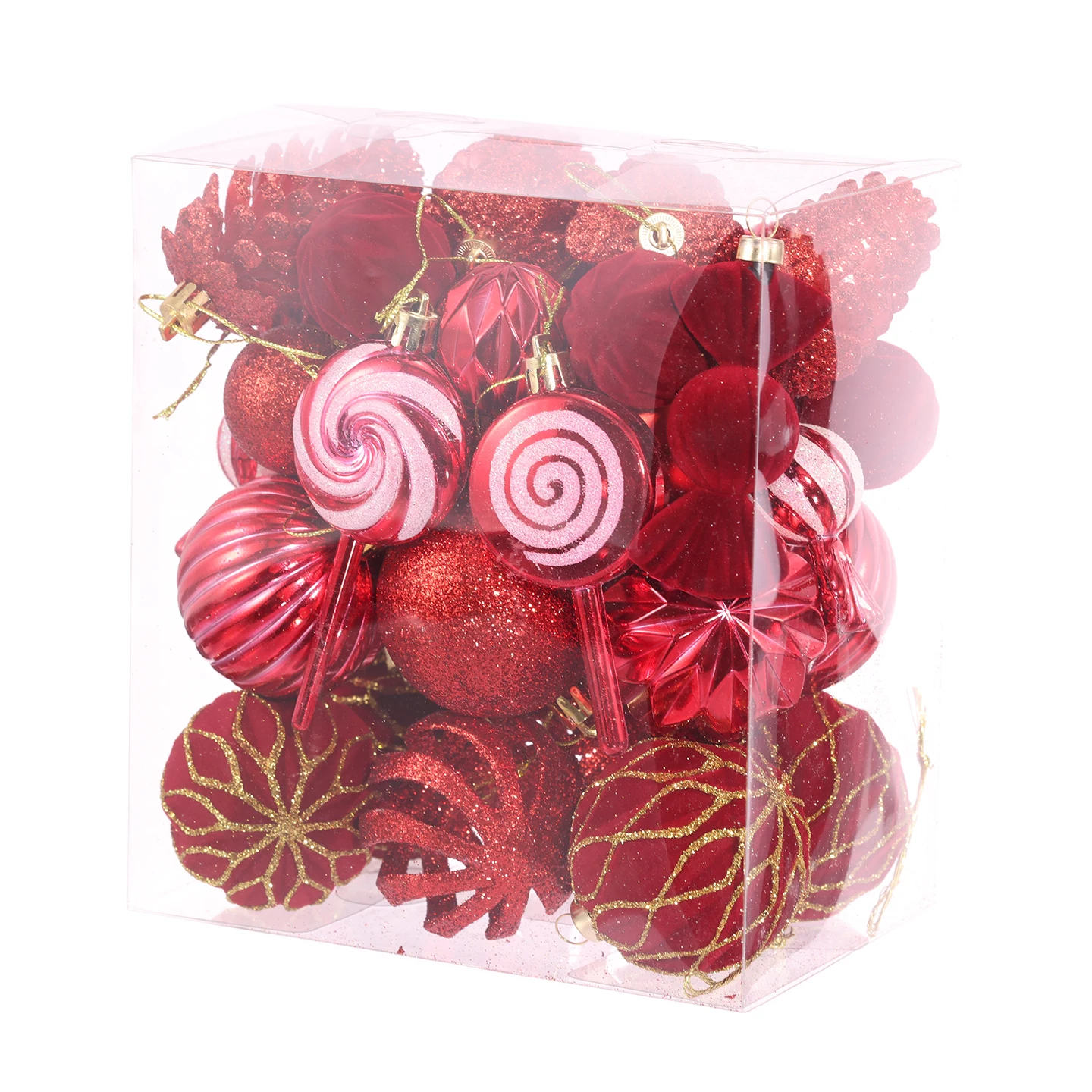 NEW 36pcs Christmas Ball Ornaments Set, Candy Cane Pine Cone Xmas Hanging Decorations, Christmas Tree Home Holiday Party Decor