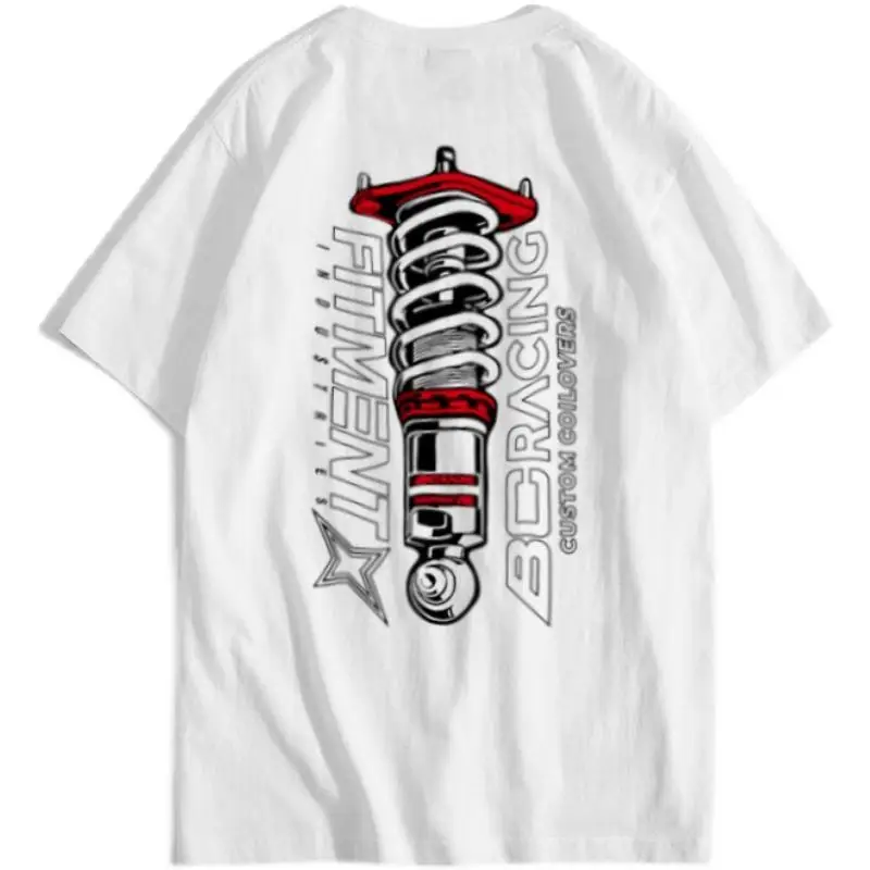 

100% Pure Cotton American BC Modified Car T-shirt Shock-absorbing Twisted Teeth Original Versatile Trend Short-sleeved Men